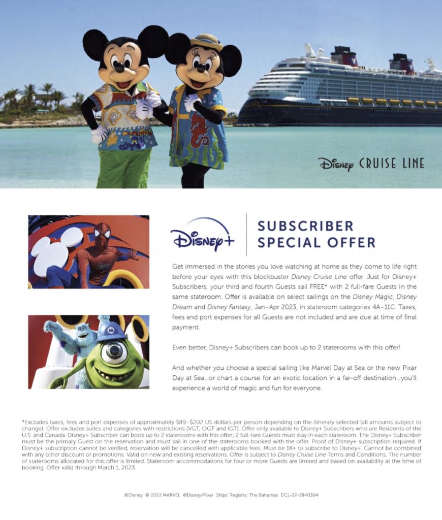 DCL Disney Plus Day 2022 Subscriber Special Offer Details