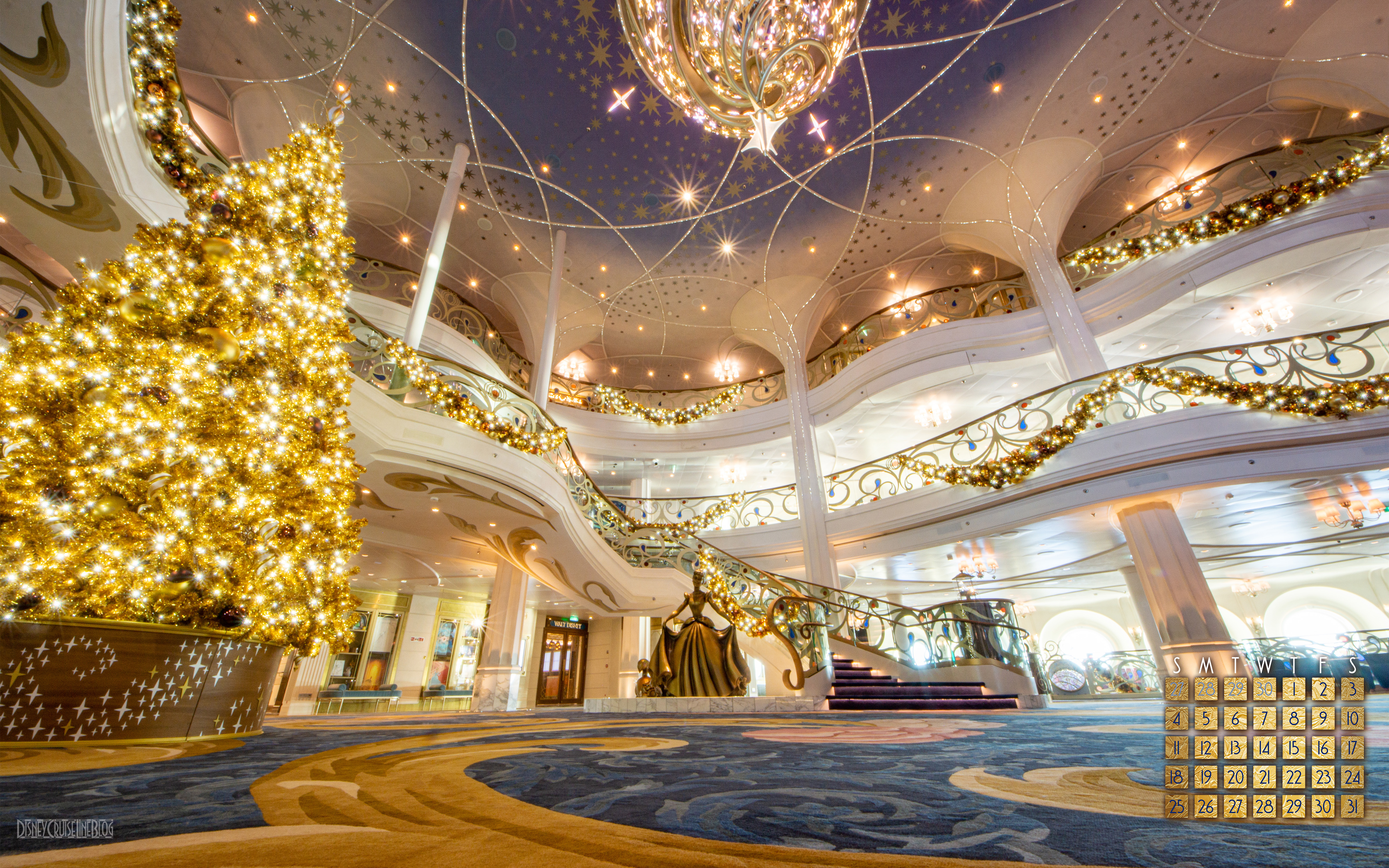 December 22 Disney Wish Grand Hall Very Merrytime Desktop Wallpaper The Disney Cruise Line Blog
