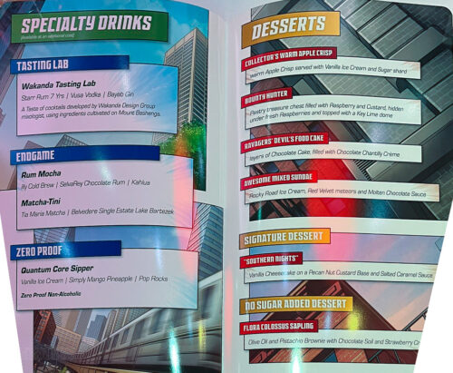 DCL Dream Marvel Day At Sea Dinner Menu 2023