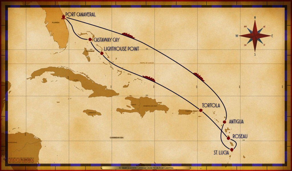 Map Fantasy 10 Night Southern Caribbean PCV SEA SEA ANU CAS RSU TOV SEA LPT GOC