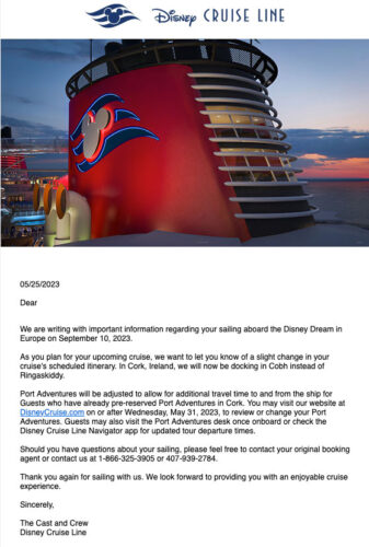 DCL Email Dream 20230910 Port Change