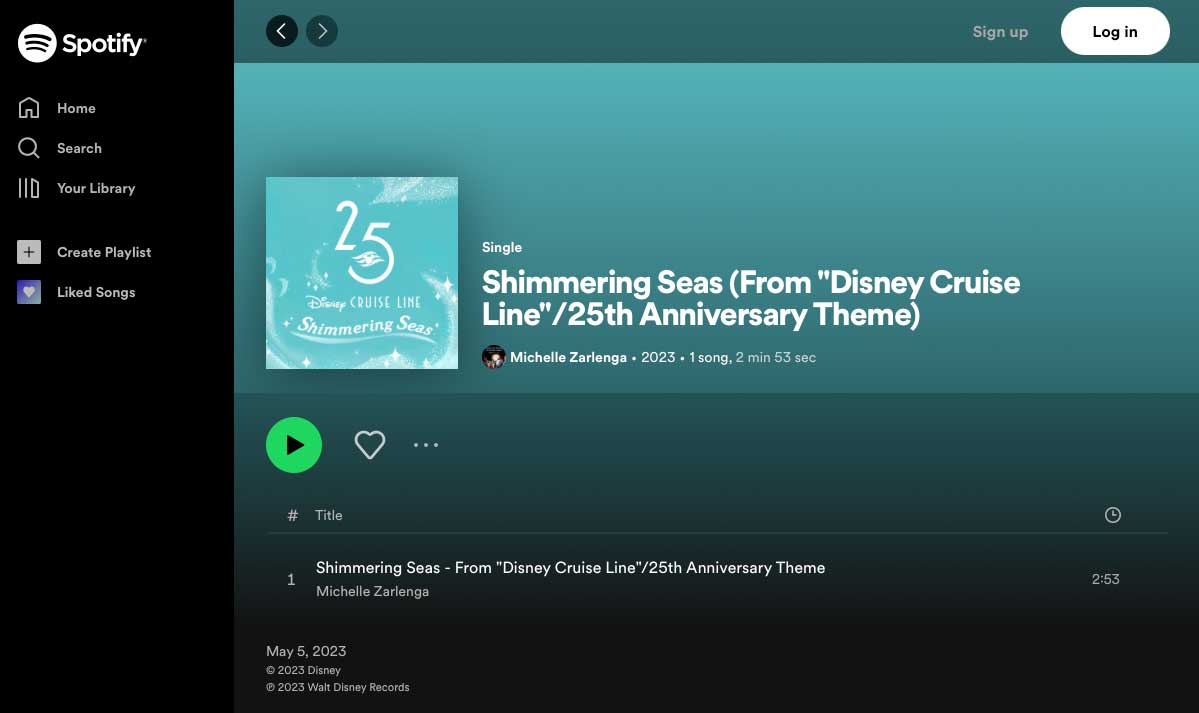 DCL Spotify Shimmering Seas 25th Anniversary Theme