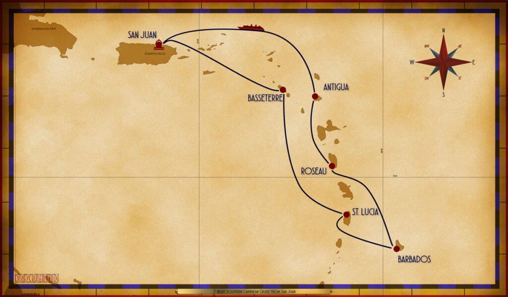 Map Magic 7 Night Southern Caribbean SJU BAS CAS BGI RSU ANU SEA