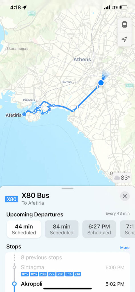 Acropolis X80 Bus Route Times