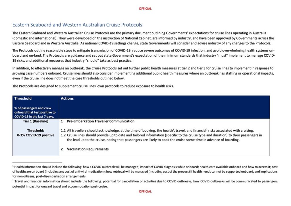 Eastern Seaboard And Western Australian Cruise Protocols July 2023 2