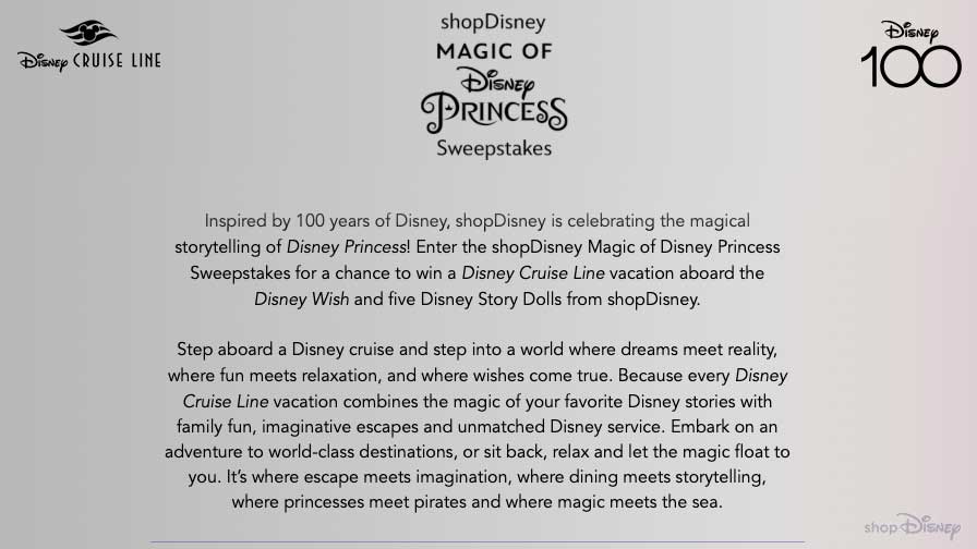 ShopDisney Magic Princess Sweepstakes August 2023