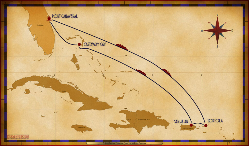 Map Treasure 7 Night Eastern Caribbean PCV SEA SEA TOV SJU SEA GOC