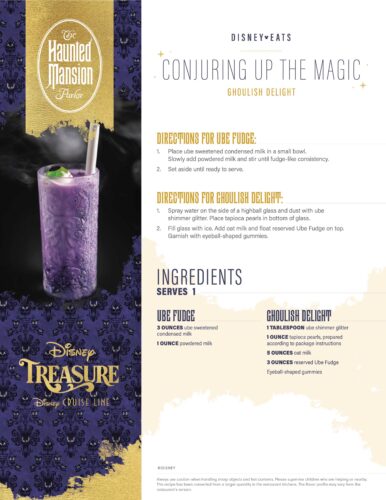 DCL Treasure Haunted Mansion Parlor Recipe Ghoulish Delight