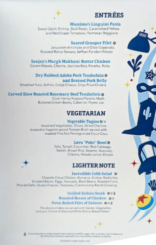 Fantasy Pixar Day At Sea Dinner Menu 20240111