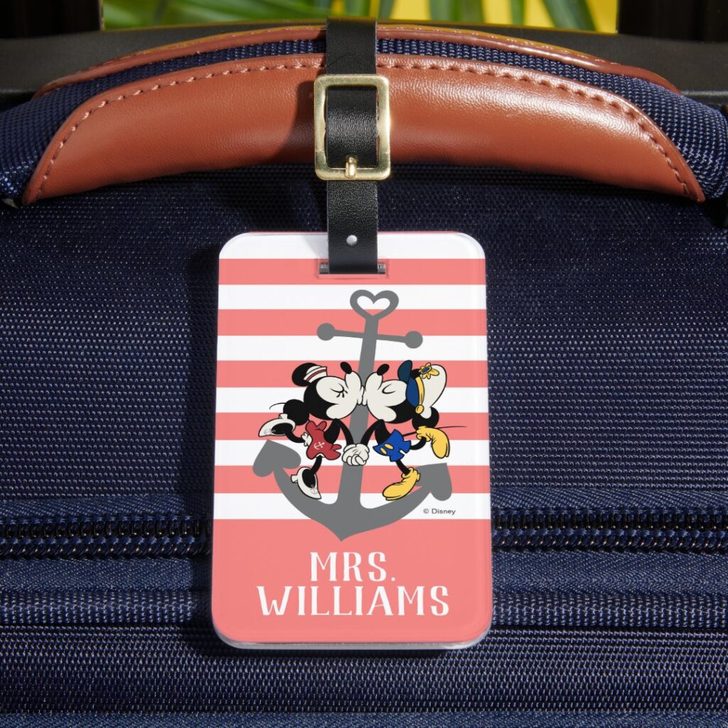 ShopDisney Mickey Minnie Pink Custom Luggage Tag 3