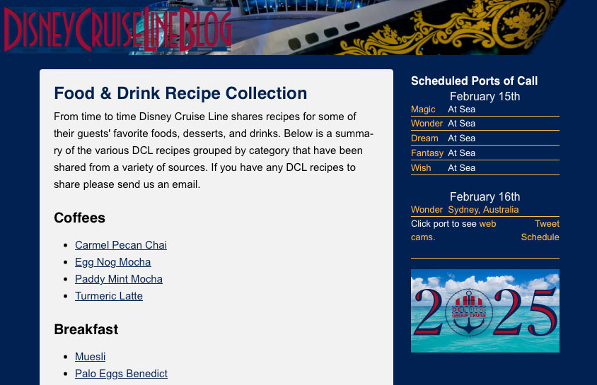 DCL Blog Food Drink Recipe Collection Index