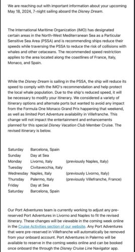 DCL Email Dream 20240518 Itinerary Change 20240312