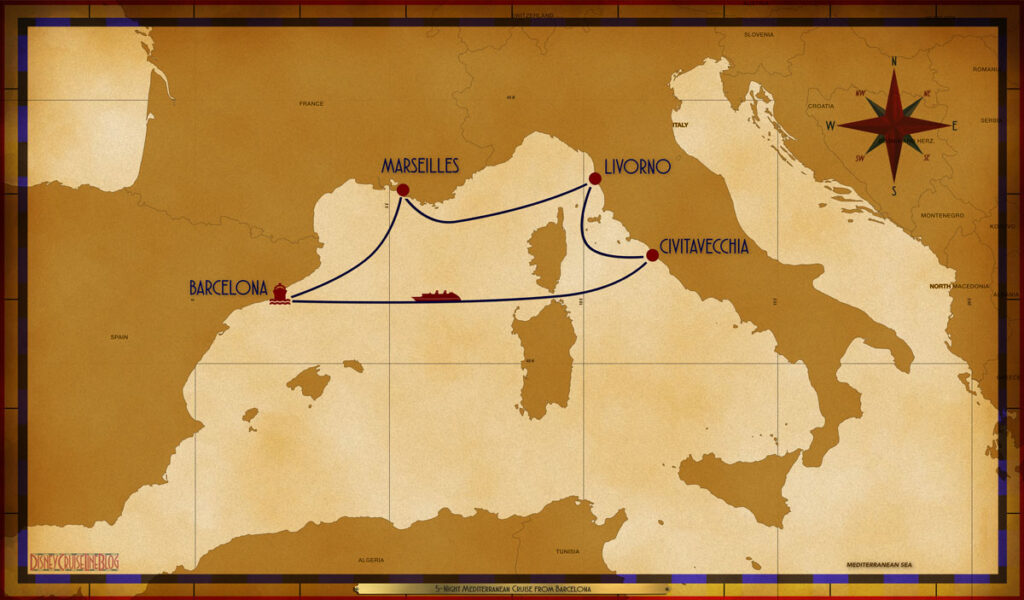 Map Fantasy 5 Night Mediterranean BCN MRS LIV CVV SEA
