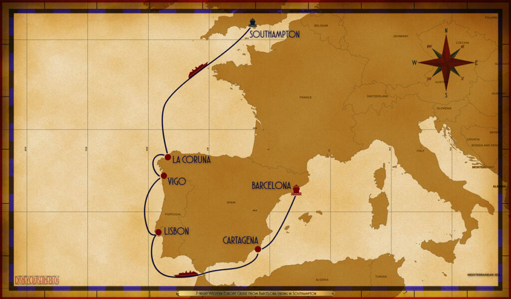 Map Fantasy 7 Night Western Europe BCN CRT SEA LIS VGO LCG SEA SOU