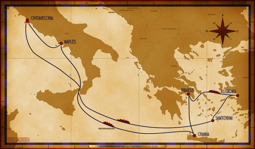 Map Fantasy 9 Night Greek Isles CVV SEA SDH ATH SEA ADB JTR SEA NAP