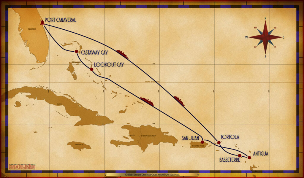 Map Magic 10 Night Eastern Caribbean PCV SEA SEA TOV BAS ANU SJU SEA LPT GOC