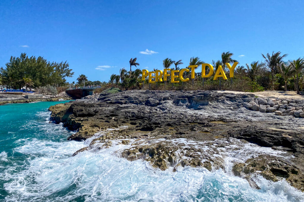 RCCL Perfect Day Coco Cay Perfect Day Sign Waves