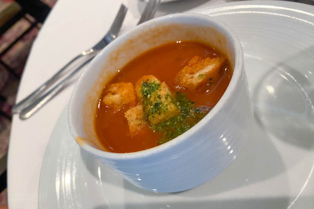 RCCL Wonder Seas MDR Welcome Aboard Dinner Roasted Tomato Soup