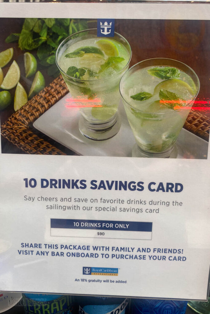 RCCL Wonder Seas 10 Drink Savings Card Offer