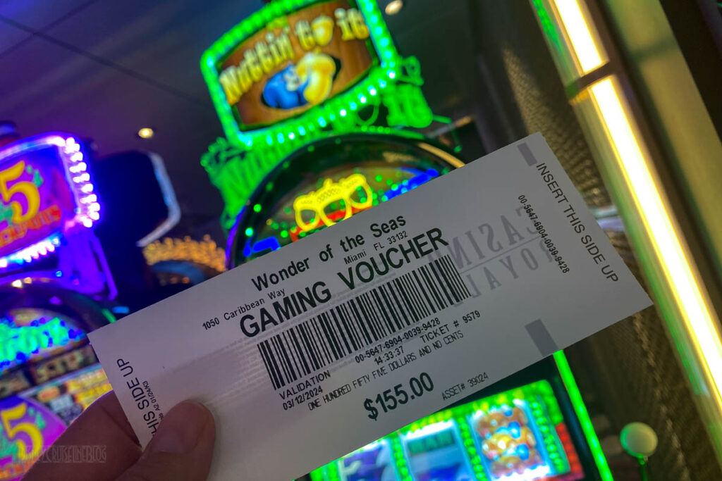 RCCL Wonder Seas Casino Royale Winning Voucher