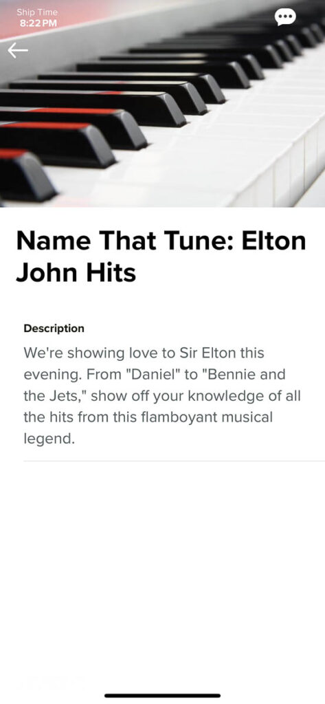 RCCL Wonder Seas Name That Tune Elton John Hits