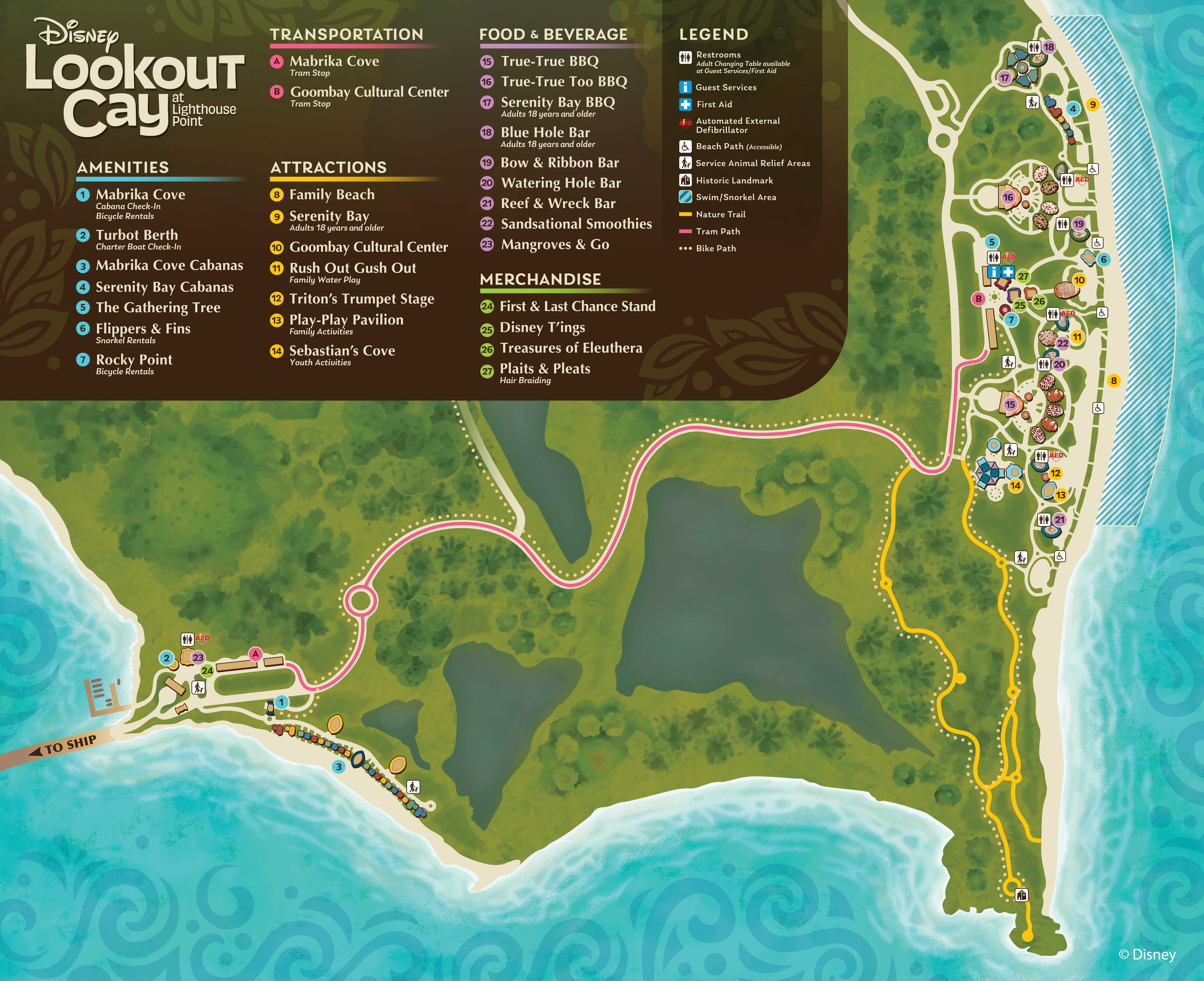 Disney Lookout Cay At Lighthouse Point Destination Map © Disney