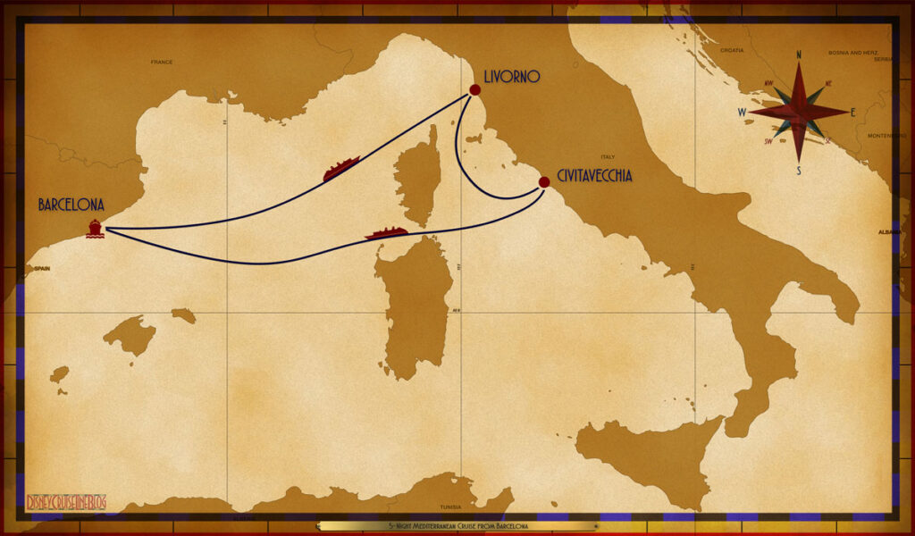 Map Fantasy 5 Night Mediterranean BCN SEA LIV CVV SEA