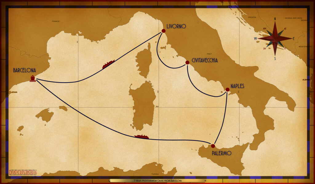 Map Fantasy 7 Night Mediterranean BCN SEA LIV CVV NAP PMO SEA