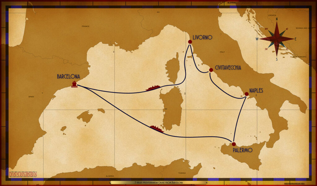 Map Fantasy 7 Night Mediterranean BCN SEA PMO NAP CVV LIV SEA