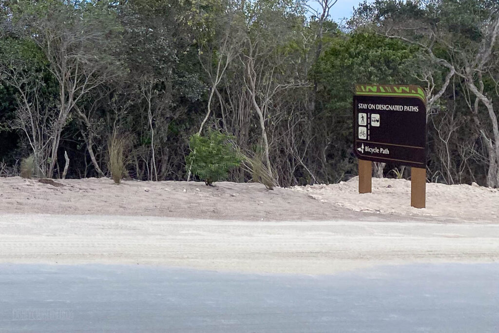 Lookout Cay Designated Paths Sign Walk Bicycle Tram