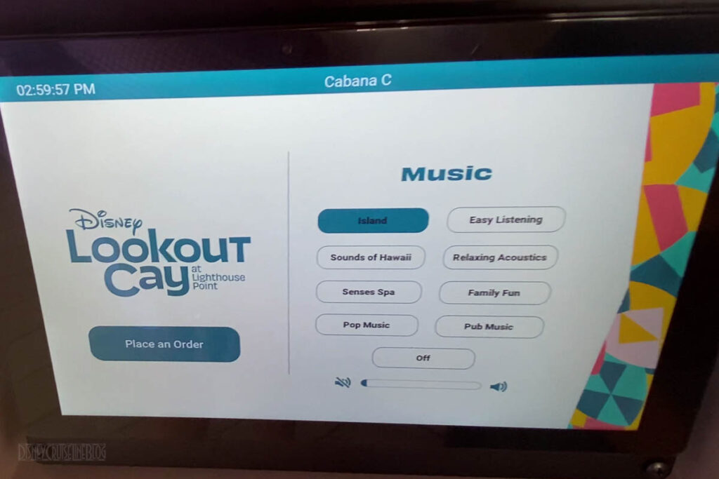 Lookout Cay Serenity Bay Cabana Touch Screen POS Ordering Music