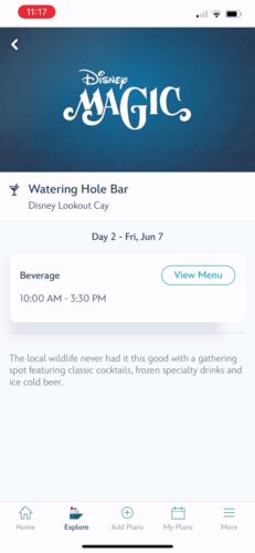 Magic Lookout Cay Watering Hole Bar Beverage Menu 20240607 1