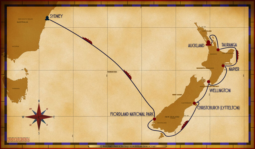 Map Wonder 10 Night New Zealand Australia AKL TRG SEA NPE WLG CHC SEA FNP SEA SEA SYD