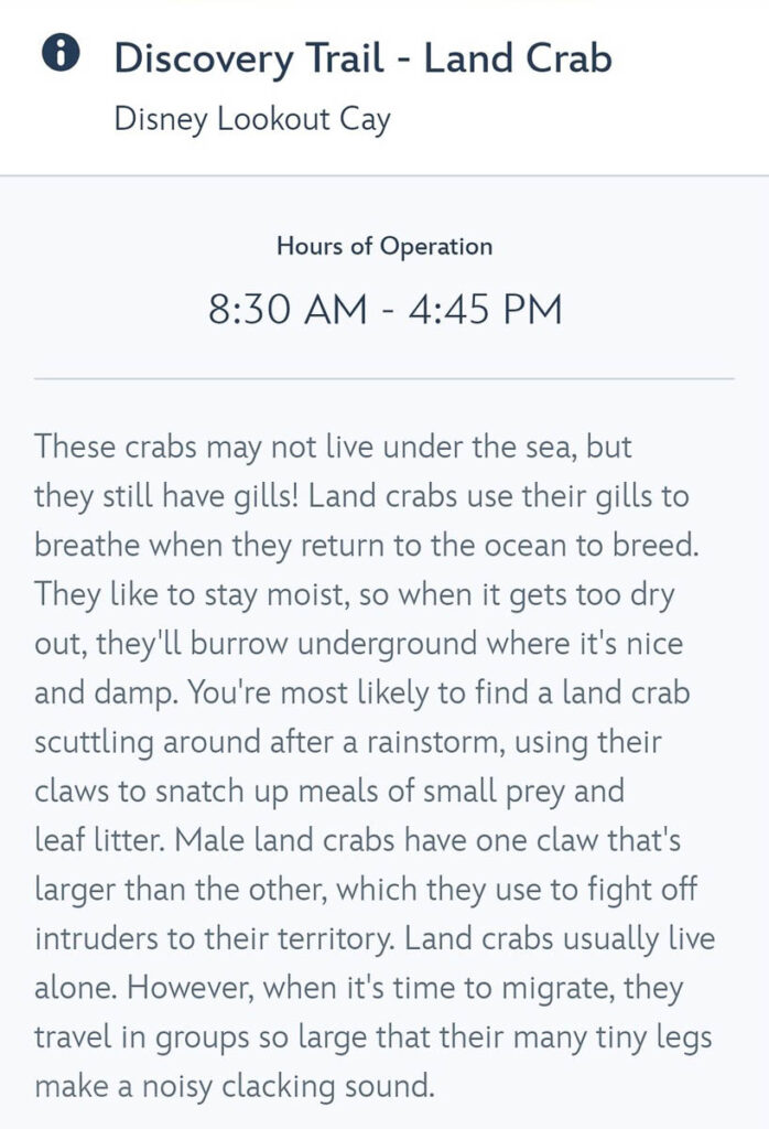 DCL APP Discovery Trail Land Crab