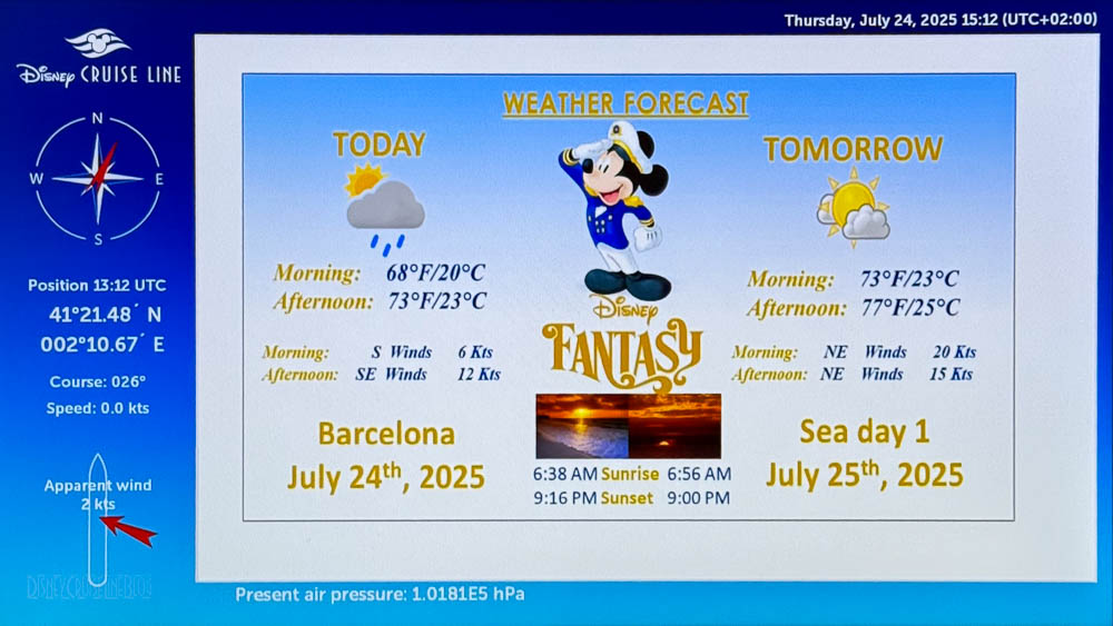 Fantasy Disney Fantasy Stateroom TV Weather