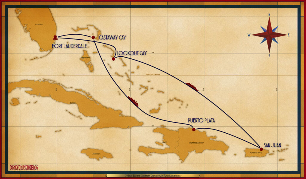 Map Dream 7 Night Eastern Caribbean PEF LPT SEA SJU POP SEA GOC